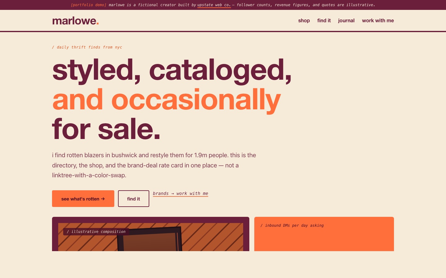 Marlowe site — featured bento with shop